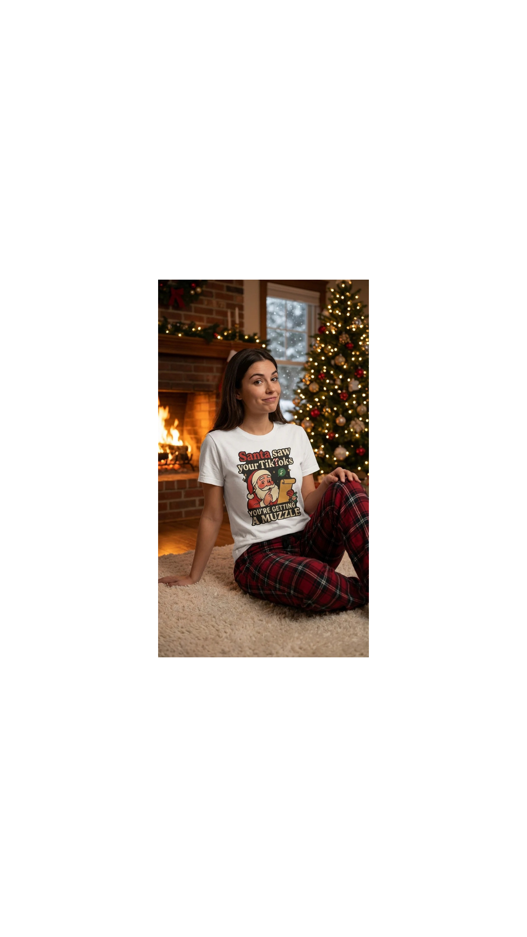 Funny Christmas T-Shirt — “Santa Saw Your TikToks, You’re Getting a Muzzle” Holiday Tee