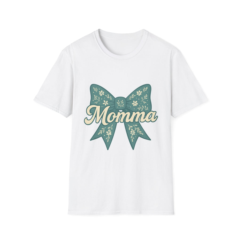 blue momma bow white tshirt