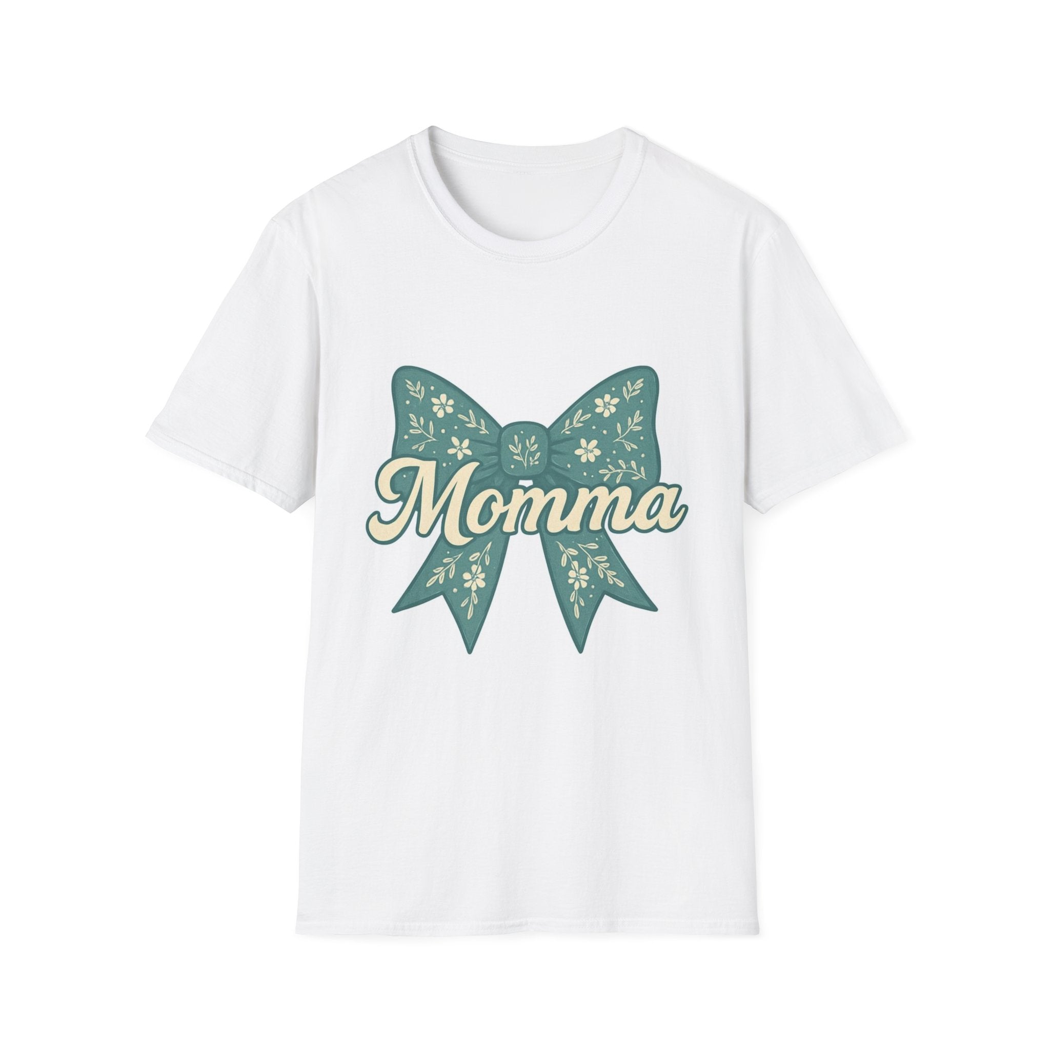 blue momma bow white tshirt