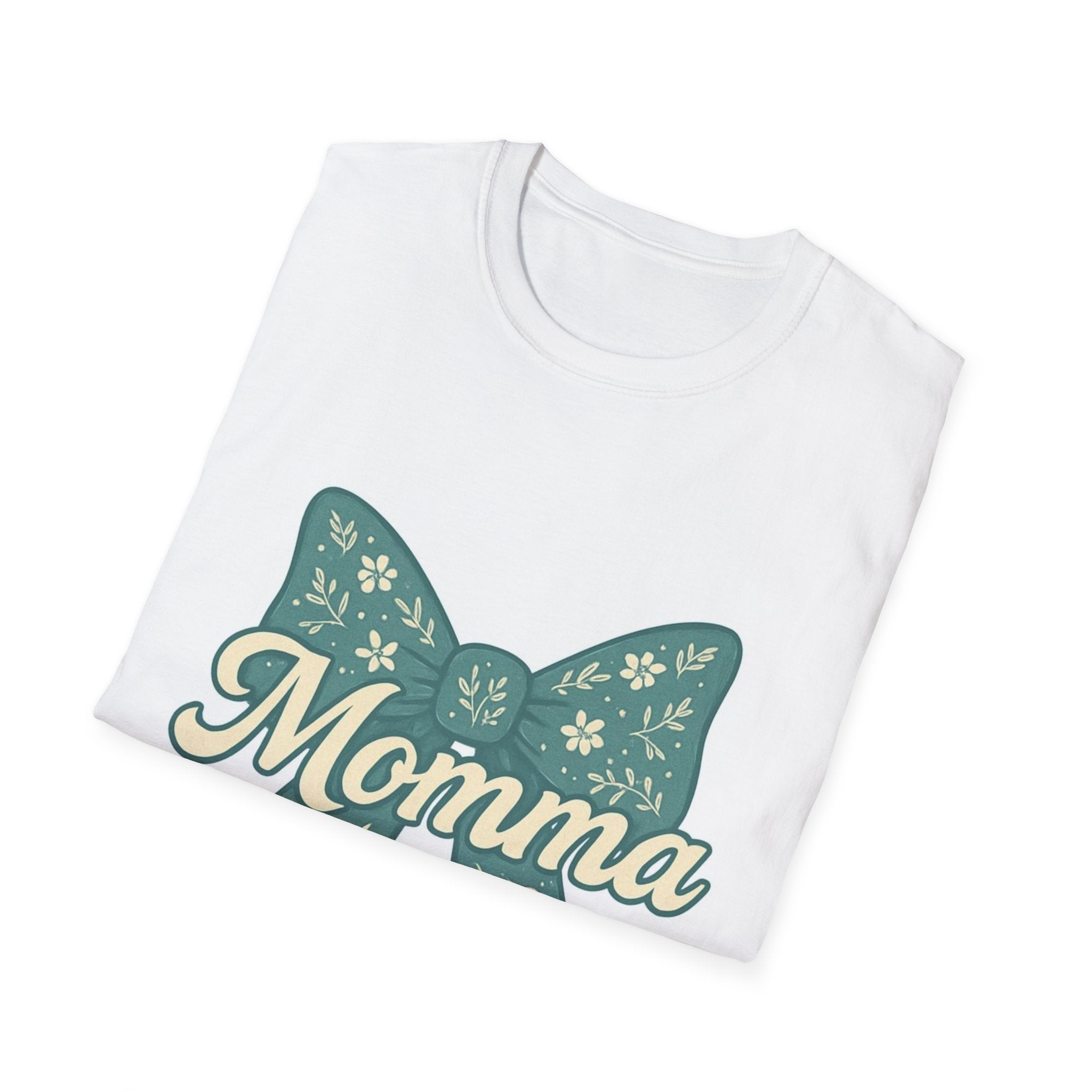 blue momma bow white tshirt