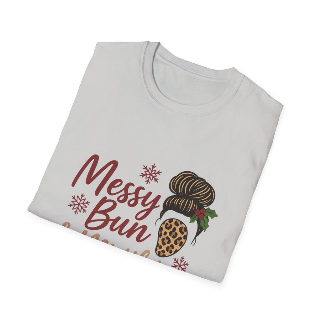 Messy Bun Mistletoe Christmas T-Shirt | Funny Holiday Hair Tee