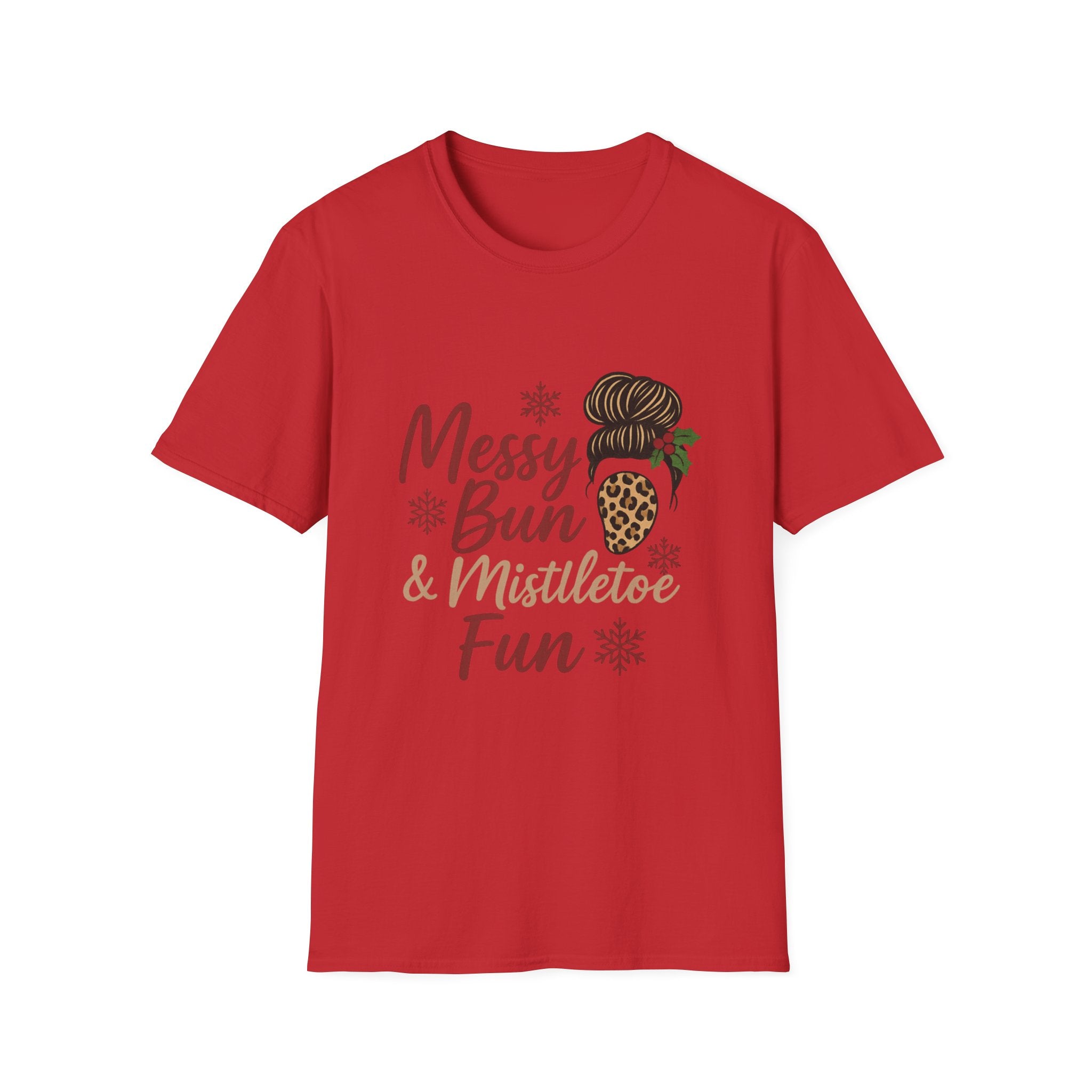 Messy Bun Mistletoe Christmas T-Shirt | Funny Holiday Hair Tee