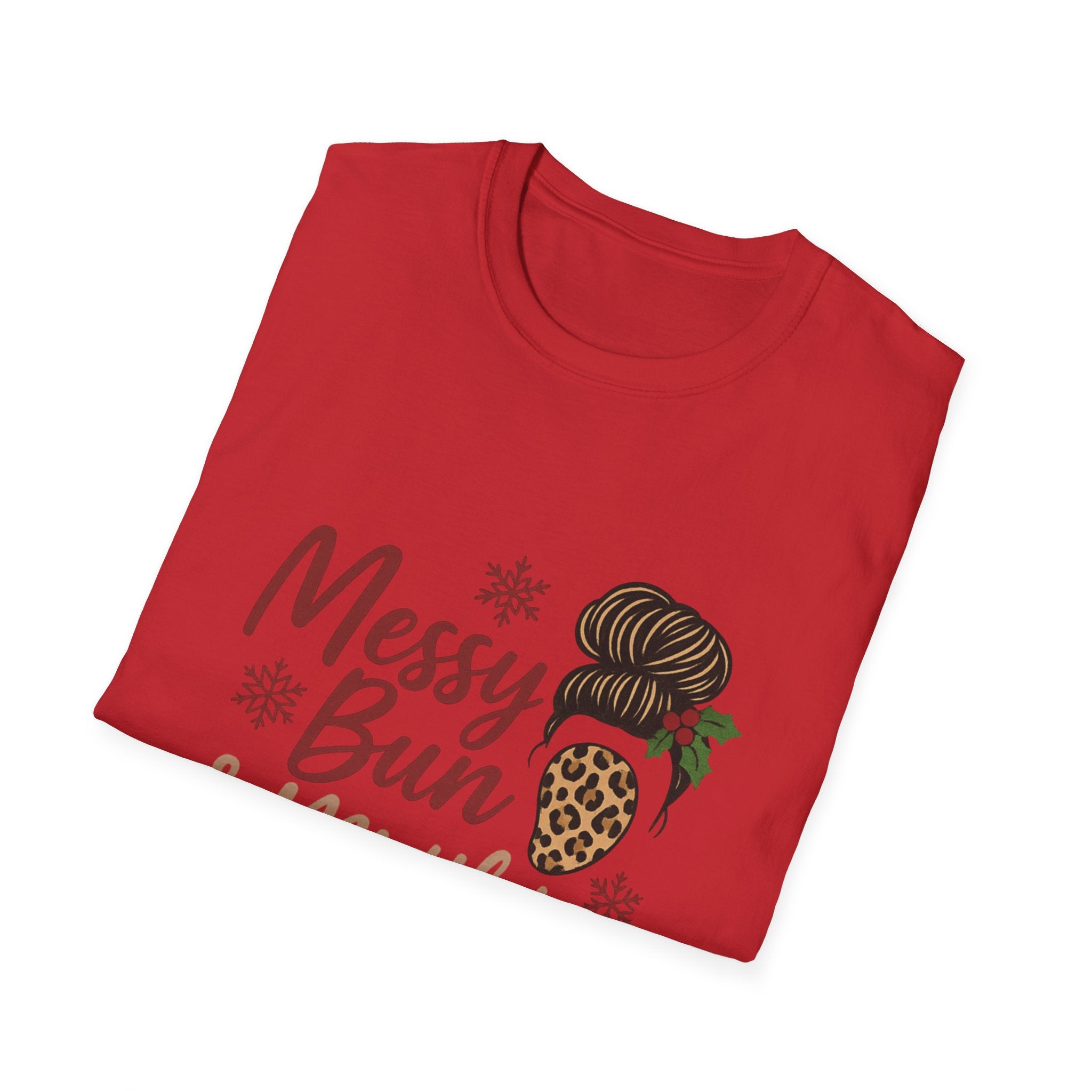 Messy Bun Mistletoe Christmas T-Shirt | Funny Holiday Hair Tee