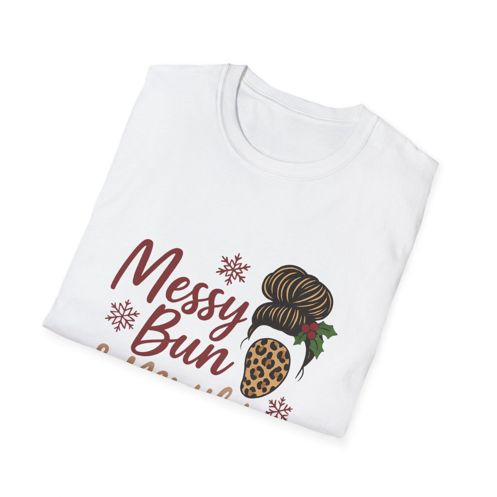 Messy Bun Mistletoe Christmas T-Shirt | Funny Holiday Hair Tee
