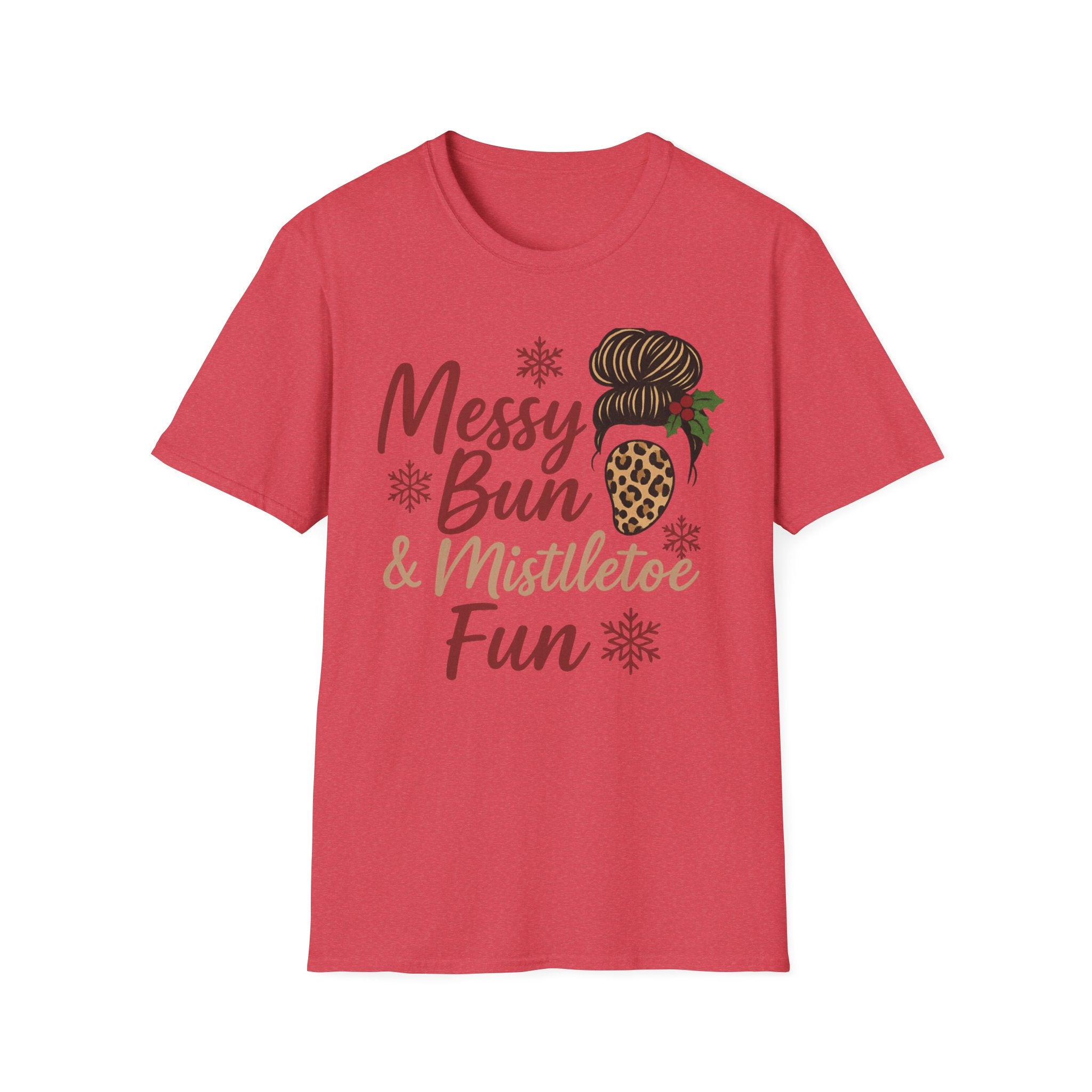 Messy Bun Mistletoe Christmas T-Shirt | Funny Holiday Hair Tee