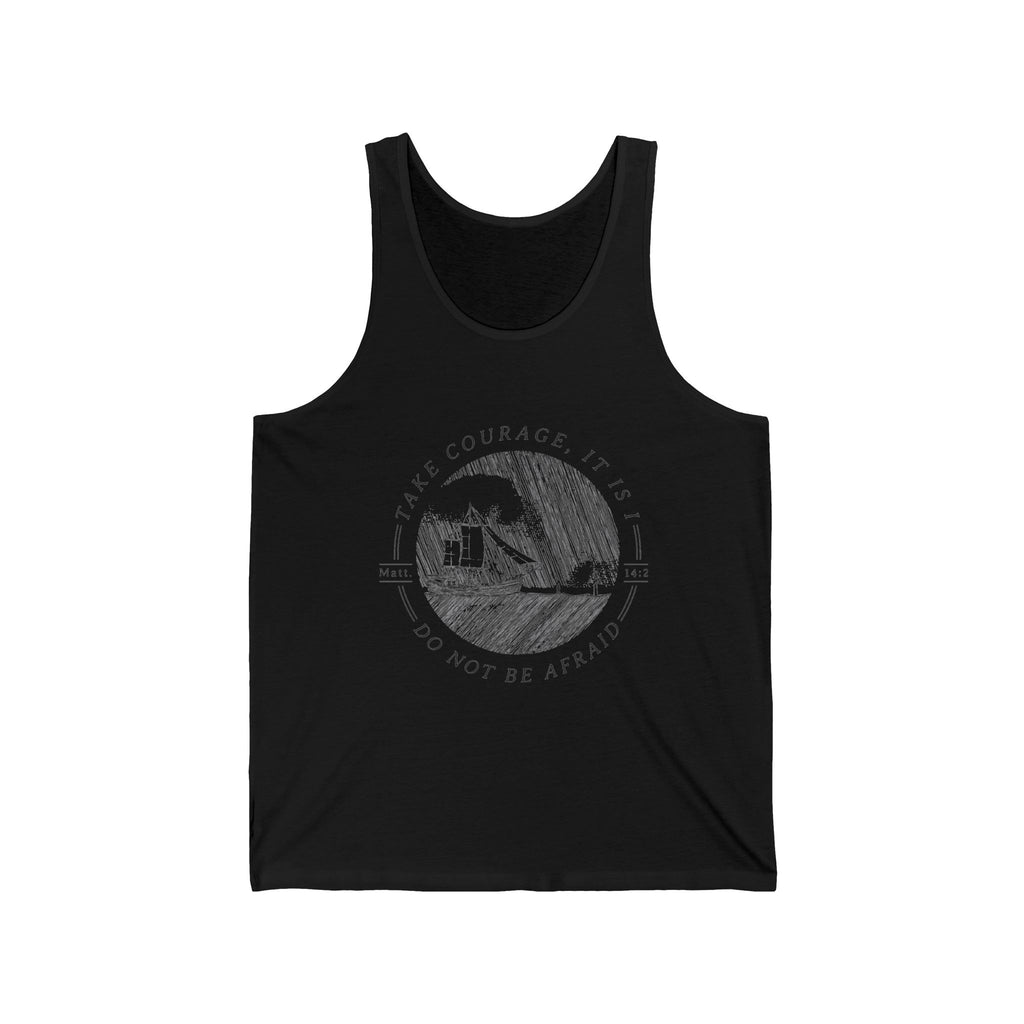 Religious Tank Top 'Take Courage' - Inspirational Unisex Jersey, Sleeveless Shirt for Trending Style, Christian Apparel, Faith Gift, Workout